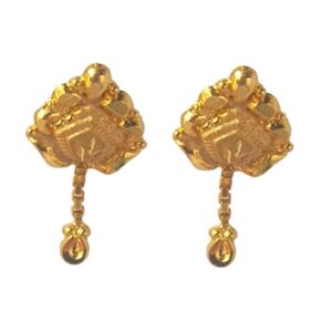 Solid 22K/18K/14K Fine Gold Certified Stamped Hanging Design Hoop Earring