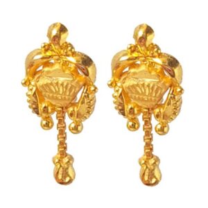 Solid 22K/18K/14K Fine Gold Certified Stamped Single Chain Design Hoop Earring