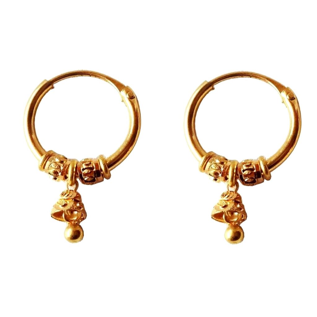 Solid 22K/18K/14K Fine Gold Certified Stamped Square Round Design Hoop Earring