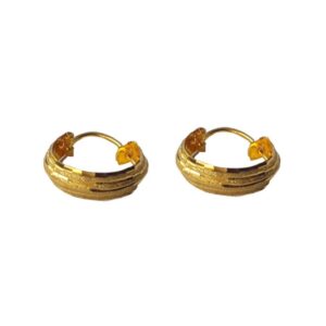 Solid 22K/18K/14K Fine Gold Certified Stamped Unique Carved Design Hoop Earring