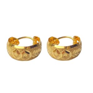 Solid 22K/18K/14K Fine Gold Certified Stamped Carved Design Hoop Earring