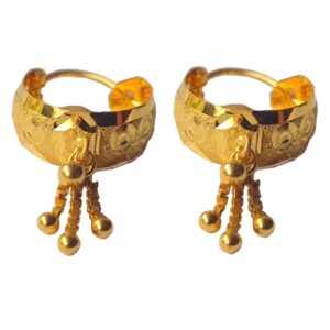Solid 22K/18K/14K Fine Gold Certified Stamped Beautiful Design Hoop Earring