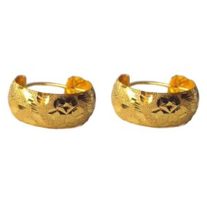 Solid 22K/18K/14K Fine Gold Certified Stamped Abstract Design Hoop Earring