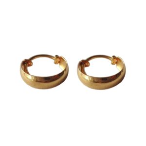 Solid 22K/18K/14K Fine Gold Certified Stamped Simple Plane Design Hoop Earring