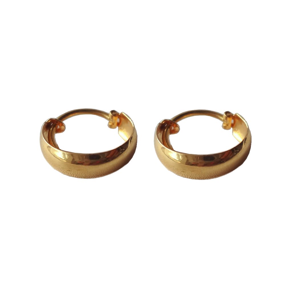 Solid 22K/18K/14K Fine Gold Certified Stamped Simple Plane Design Hoop Earring