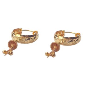 Solid 22K/18K/14K Fine Gold Certified Stamped Carved Design Hoop Earring