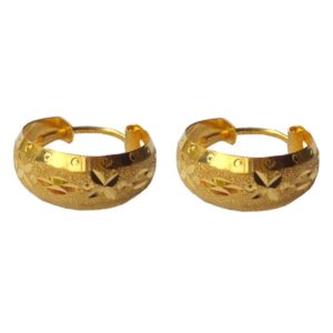 Solid 22K/18K/14K Fine Gold Certified Stamped Elegant Design Hoop Earring