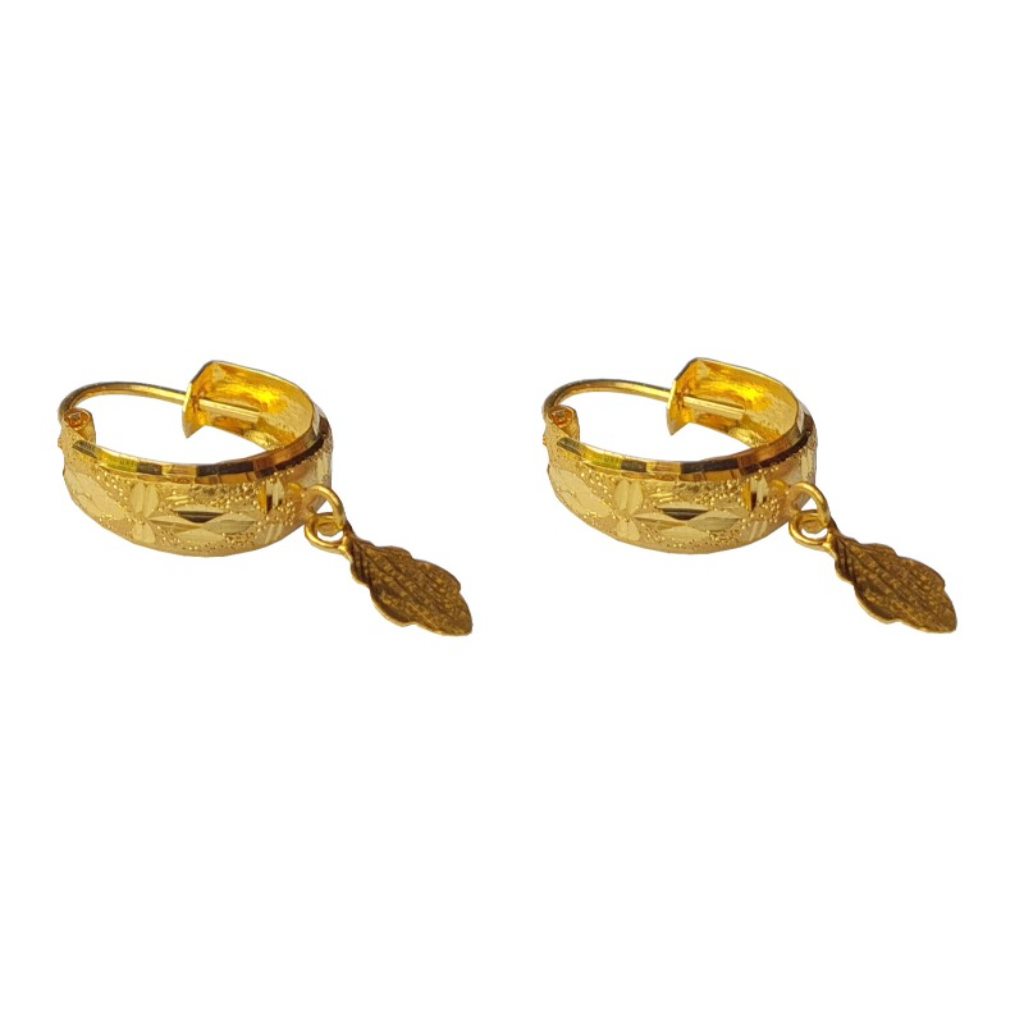 Solid 22K/18K/14K Fine Gold Certified Stamped Unique Carved Design Hoop Earring