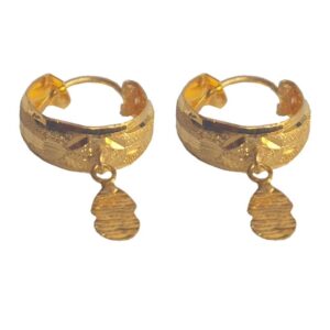 Solid 22K/18K/14K Fine Gold Certified Stamped Classy Design Hoop Earring