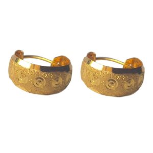 Solid 22K/18K/14K Fine Gold Certified Stamped Carved Design Hoop Earring