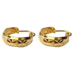 Solid 22K/18K/14K Fine Gold Certified Stamped Abstract Design Hoop Earring