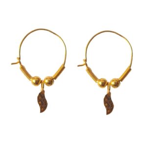 Solid 22K/18K/14K Fine Gold Certified Stamped New Hanging Leaf Design Hoop Earring