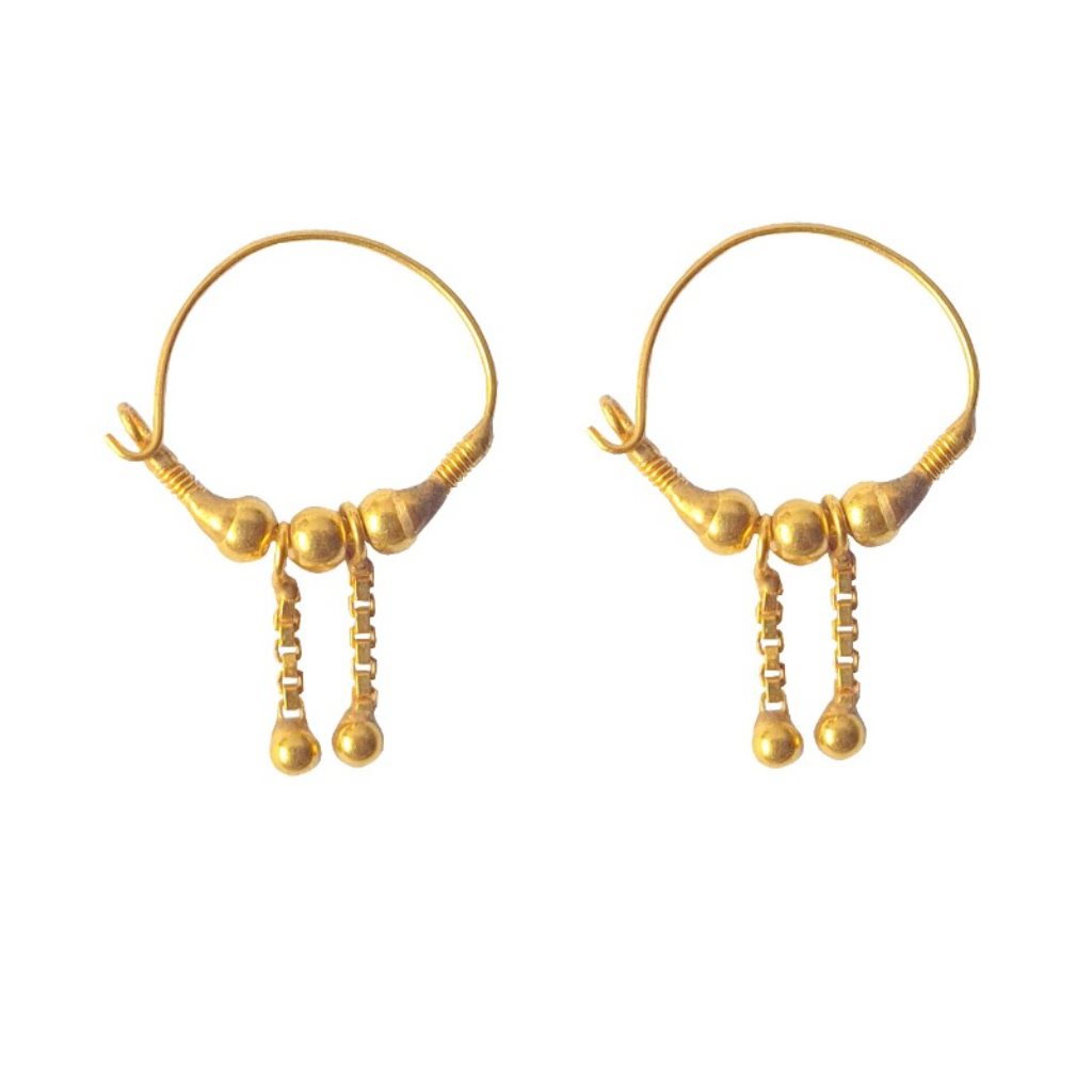 Solid 22K/18K/14K Fine Gold Certified Stamped Double Chain Design Hoop Earring