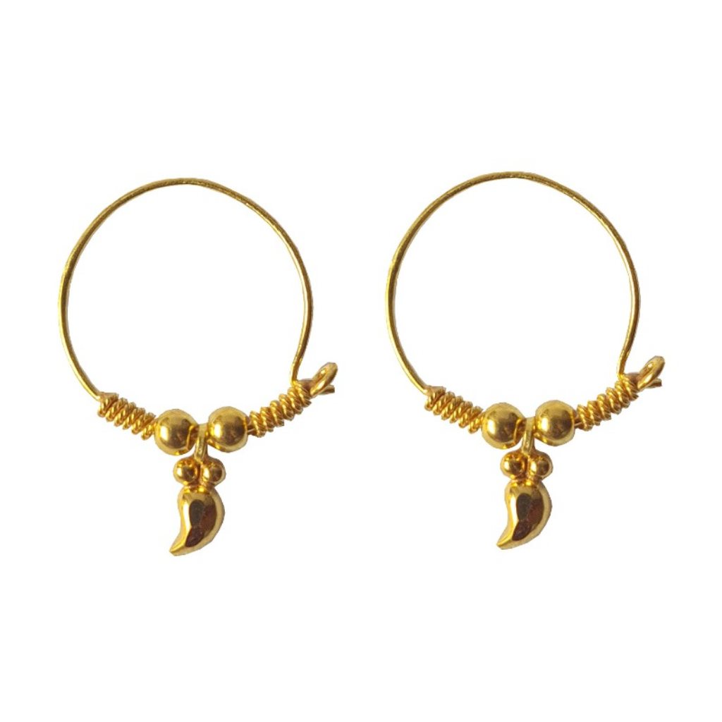 Solid 22K/18K/14K Fine Gold Certified Stamped Light Weight Design Hoop Earring