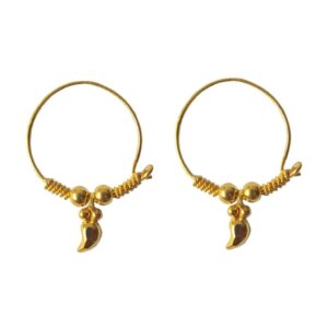 Solid 22K/18K/14K Fine Gold Certified Stamped Beautiful Leaf Design Hoop Earring