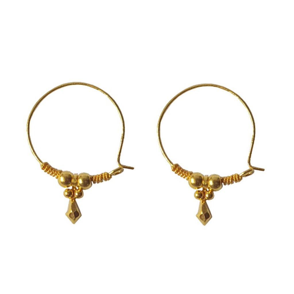 Solid 22K/18K/14K Fine Gold Certified Stamped Half Circle Design Hoop Earring