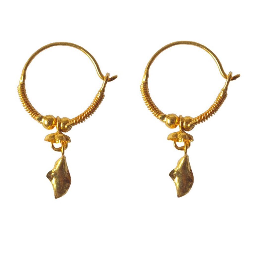 Solid 22K/18K/14K Fine Gold Certified Stamped Beautiful Leaf Design Hoop Earring