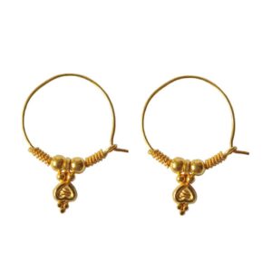 Solid 22K/18K/14K Fine Gold Certified Stamped Hanging Heart Design Hoop Earring