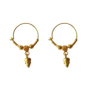 Solid 22K/18K/14K Fine Gold Certified Stamped Football Beads Design Hoop Earring
