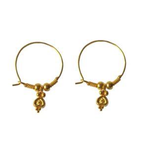 Solid 22K/18K/14K Fine Gold Certified Stamped Hanging Heart Design Hoop Earring
