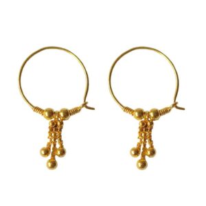 Solid 22K/18K/14K Fine Gold Certified Stamped Triple Chain Design Hoop Earring