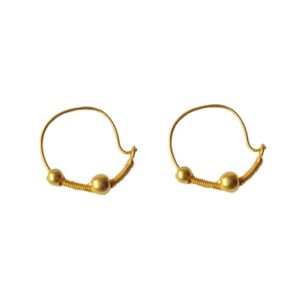 Solid 22K/18K/14K Fine Gold Certified Stamped Double Beads Design Hoop Earring
