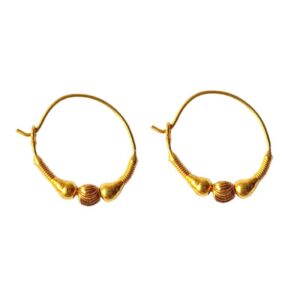 Solid 22K/18K/14K Fine Gold Certified Stamped Single Bead Design Hoop Earring