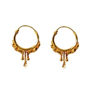 Solid 22K/18K/14K Fine Gold Certified Stamped Three Chains Design Hoop Earring