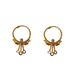 Solid 22K/18K/14K Fine Gold Certified Stamped Stone Design Hoop Earring
