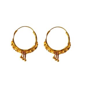 Solid 22K/18K/14K Fine Gold Certified Stamped Triple Chain Design Hoop Earring