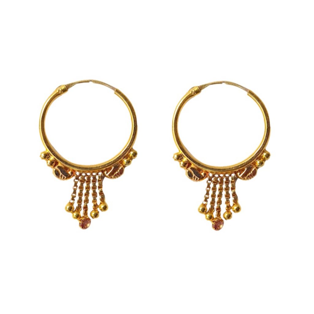 Solid 22K/18K/14K Fine Gold Certified Stamped Multiple Chain Design Hoop Earring