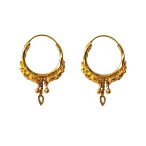 Solid 22K/18K/14K Fine Gold Certified Stamped Stunning Carved Design Hoop Earring