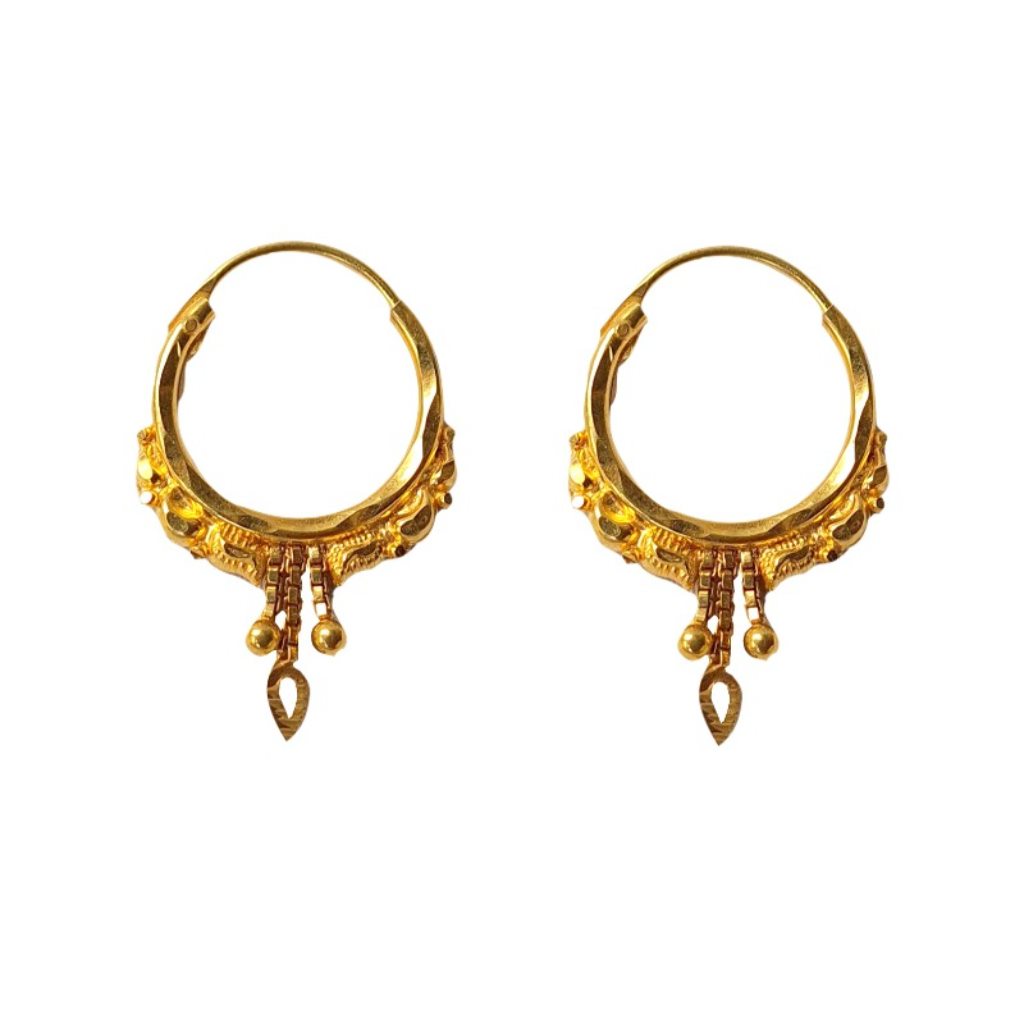 Solid 22K/18K/14K Fine Gold Certified Stamped Stunning Carved Design Hoop Earring
