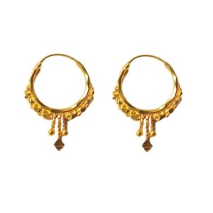 Solid 22K/18K/14K Fine Gold Certified Stamped Elegant Carved Design Hoop Earring