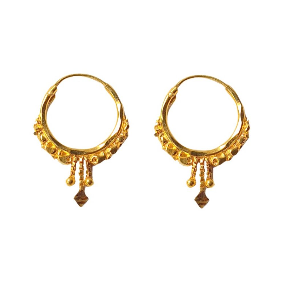 Solid 22K/18K/14K Fine Gold Certified Stamped Elegant Carved Design Hoop Earring