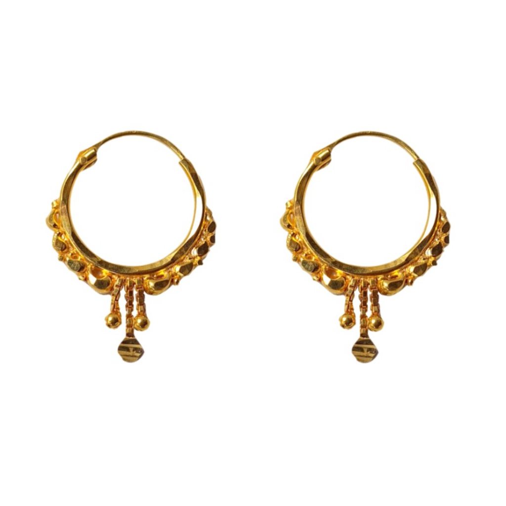 Solid 22K/18K/14K Fine Gold Certified Stamped Beauteous Chain Design Hoop Earring