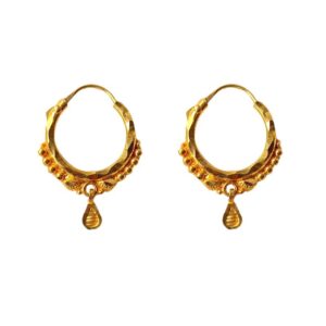Solid 22K/18K/14K Fine Gold Certified Stamped Unique Single Leaf Design Hoop Earring