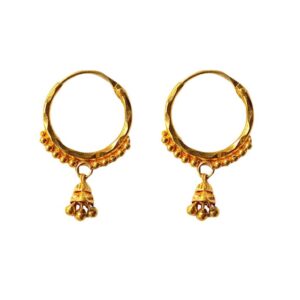 Solid 22K/18K/14K Fine Gold Certified Stamped Beads Carved Design Hoop Earring