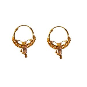 Solid 22K/18K/14K Fine Gold Certified Stamped Unique Four Chain Design Hoop Earring