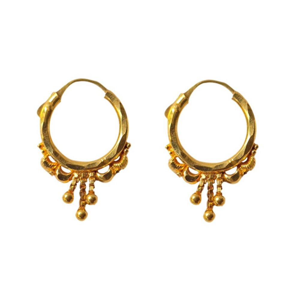 Solid 22K/18K/14K Fine Gold Certified Stamped Stunning Carved Design Hoop Earring