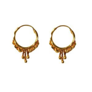 Solid 22K/18K/14K Fine Gold Certified Stamped Triple Chain Design Hoop Earring