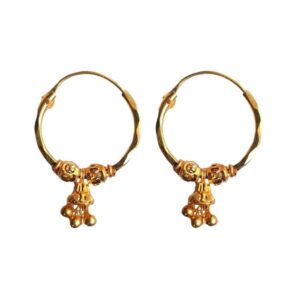 Solid 22K/18K/14K Fine Gold Certified Stamped Gorgeous Beads Design Hoop Earring
