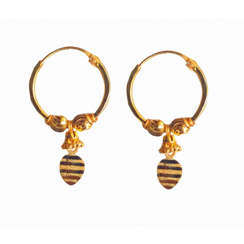 Solid 22K/18K/14K Fine Gold Certified Stamped Ashtonishing Leaf Design Hoop Earring