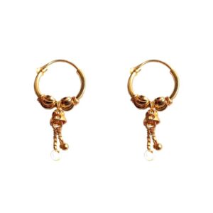 Solid 22K/18K/14K Fine Gold Certified Stamped Beautiful Beads  Design Hoop Earring