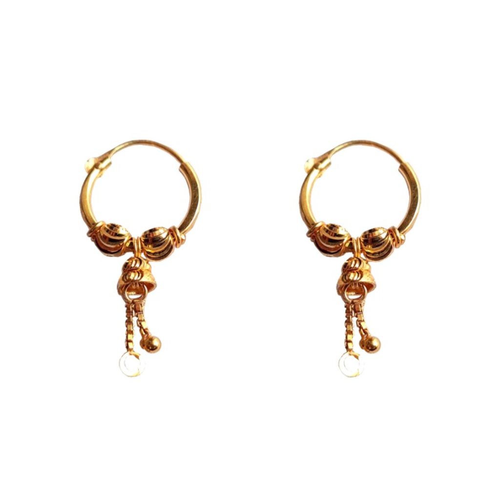 Solid 22K/18K/14K Fine Gold Certified Stamped Beautiful Beads Design Hoop Earring