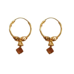 Solid 22K/18K/14K Fine Gold Certified Stamped Unique Beads Design Hoop Earring