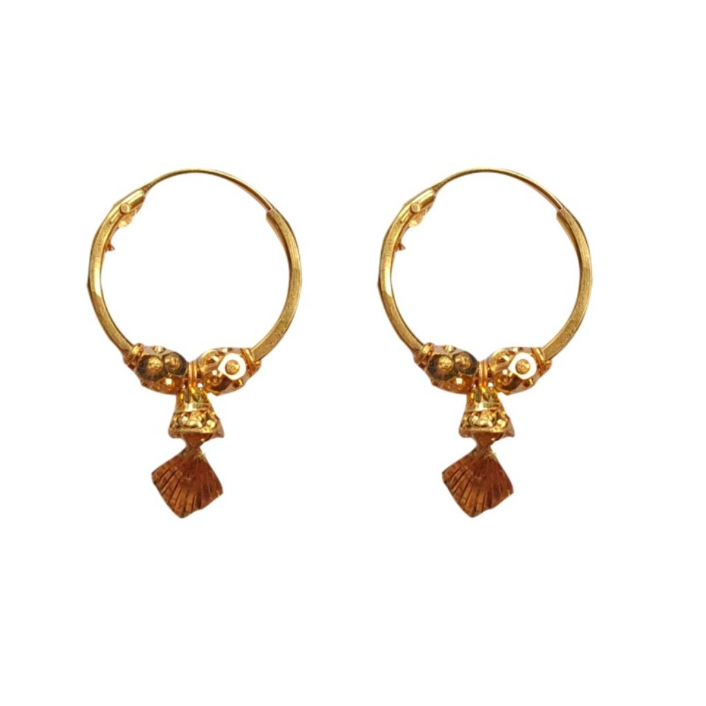 Solid 22K/18K/14K Fine Gold Certified Stamped Unique Beads Design Hoop Earring