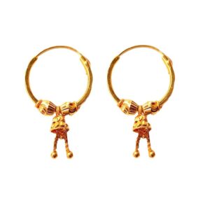 Solid 22K/18K/14K Fine Gold Certified Stamped Couple Beauteous Design Hoop Earring