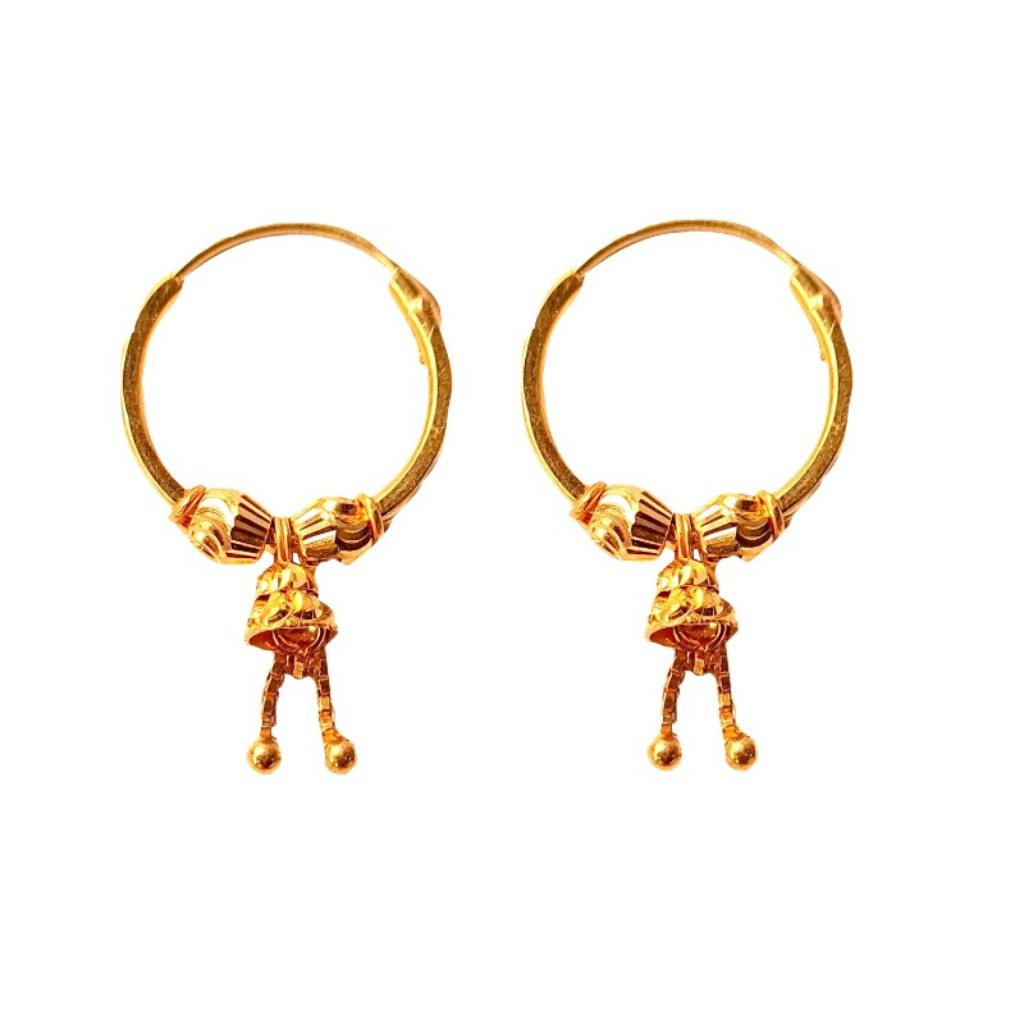 Solid 22K/18K/14K Fine Gold Certified Stamped Couple Beauteous Design Hoop Earring