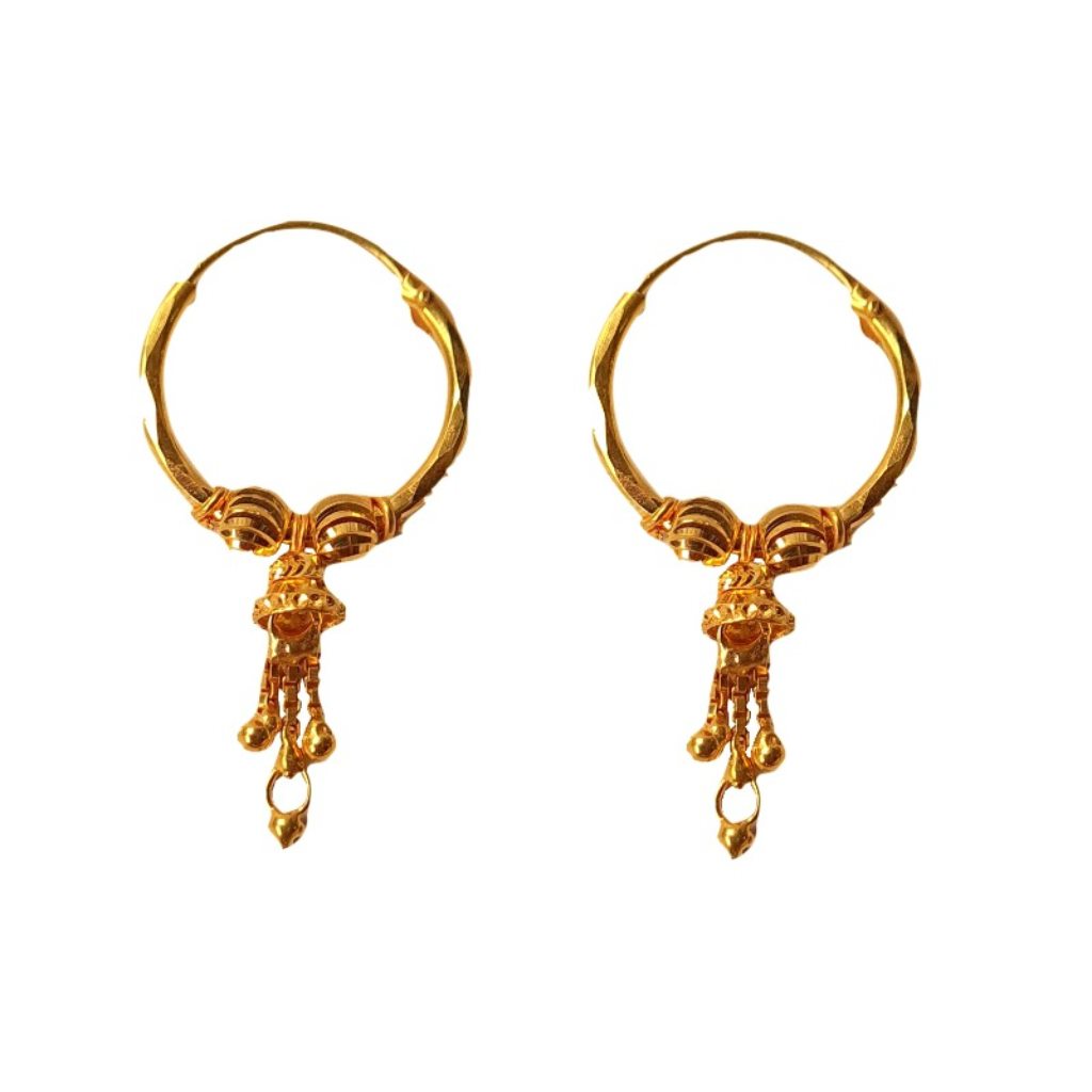 Solid 22K/18K/14K Fine Gold Certified Stamped Gorgeous Bell Design Hoop Earring